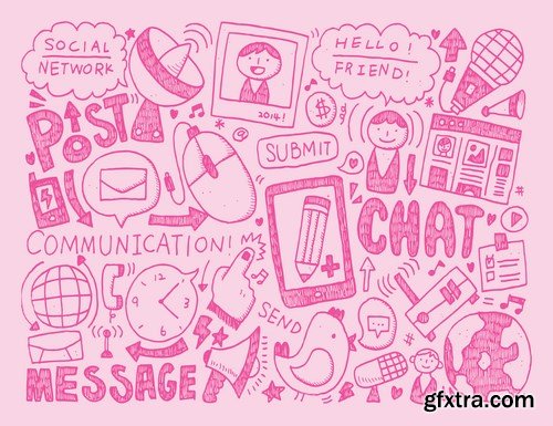 Amazing SS - Doodle Communication Social Backround, 25xEPS