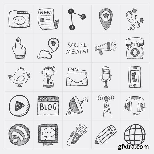 Amazing SS - Doodle Communication Social Backround, 25xEPS