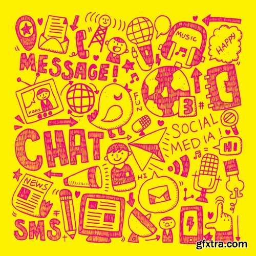 Amazing SS - Doodle Communication Social Backround, 25xEPS