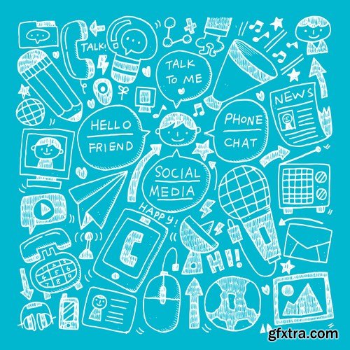 Amazing SS - Doodle Communication Social Backround, 25xEPS