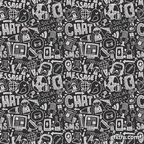 Amazing SS - Doodle Communication Social Backround, 25xEPS
