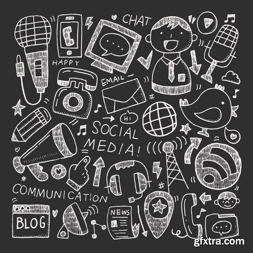 Amazing SS - Doodle Communication Social Backround, 25xEPS