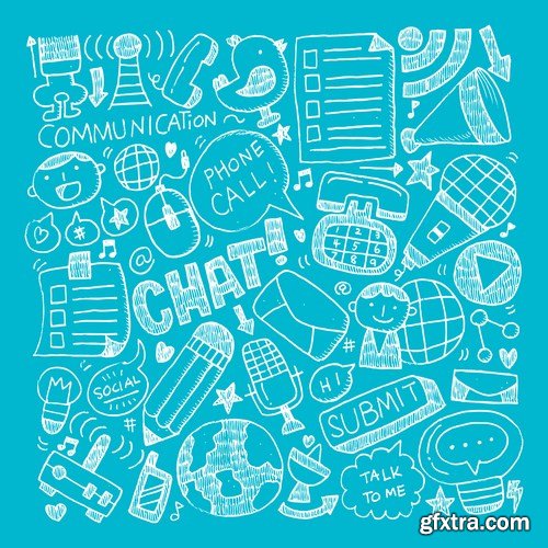 Amazing SS - Doodle Communication Social Backround, 25xEPS