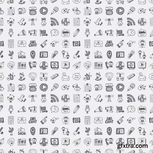 Amazing SS - Doodle Communication Social Backround, 25xEPS