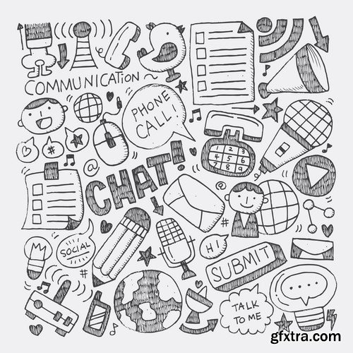Amazing SS - Doodle Communication Social Backround, 25xEPS