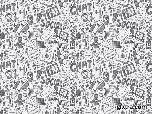 Amazing SS - Doodle Communication Social Backround, 25xEPS