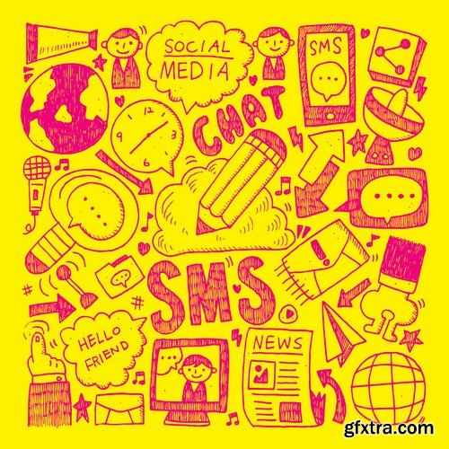 Amazing SS - Doodle Communication Social Backround, 25xEPS