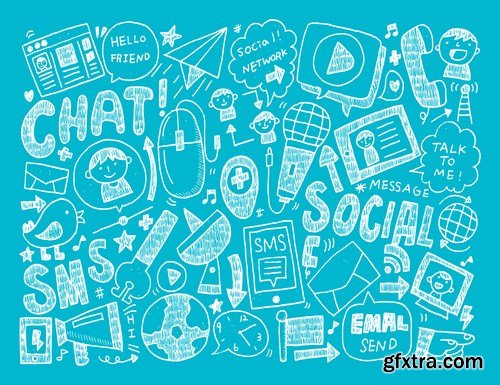 Amazing SS - Doodle Communication Social Backround, 25xEPS