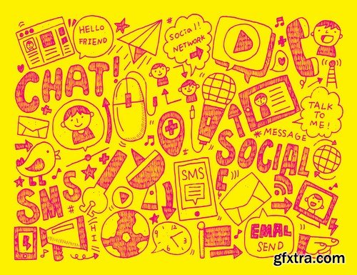 Amazing SS - Doodle Communication Social Backround, 25xEPS