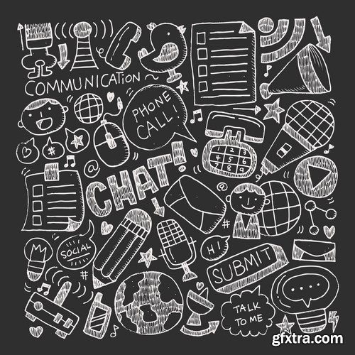 Amazing SS - Doodle Communication Social Backround, 25xEPS