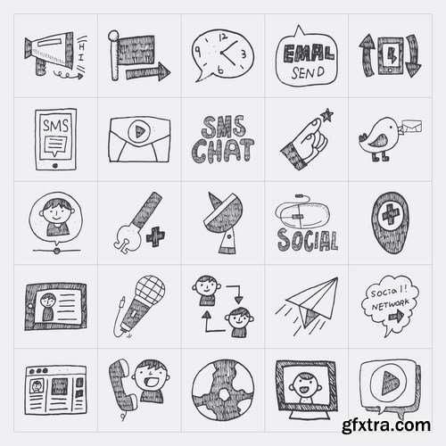 Amazing SS - Doodle Communication Social Backround, 25xEPS