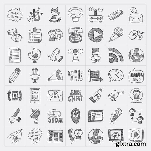 Amazing SS - Doodle Communication Social Backround, 25xEPS