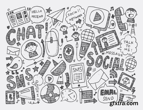 Amazing SS - Doodle Communication Social Backround, 25xEPS