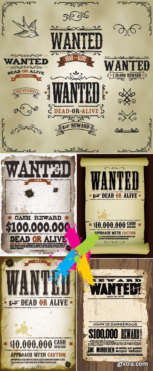 Vintage Wanted Templates Vector