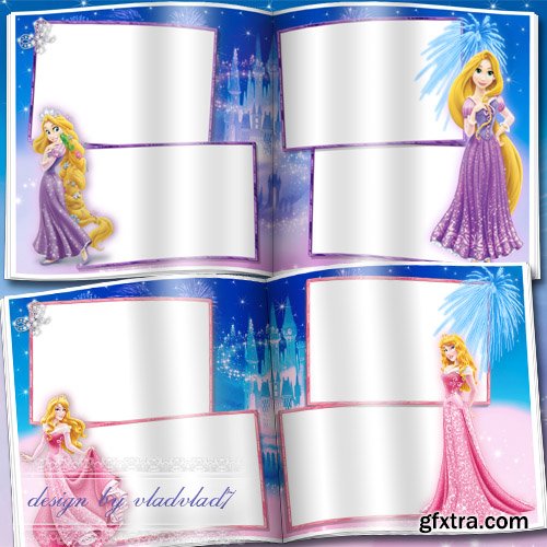 Cartoon Photobook for girls - Disney Princesses and fairytale castle