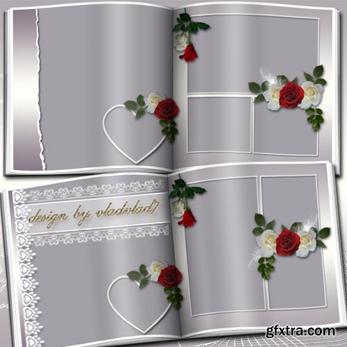 Romantic Photobook with white and red Roses