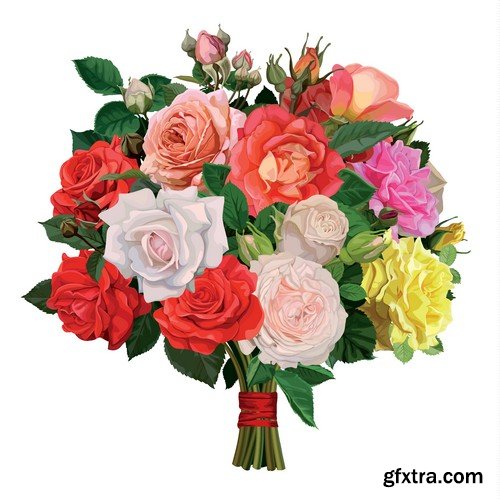 Stock Vectors - Rose, floral background, 25xEPS