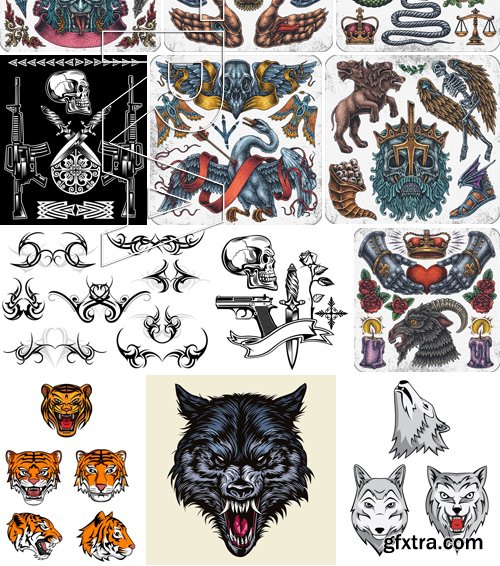 Stock Vectors - Tattoo design 2, 25xEPS Stock Vectors - Tattoo design 2, 25xEPS