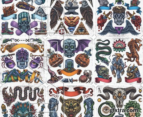 Stock Vectors - Tattoo design 2, 25xEPS Stock Vectors - Tattoo design 2, 25xEPS