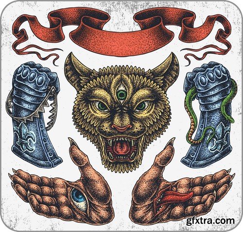 Stock Vectors - Tattoo design 2, 25xEPS