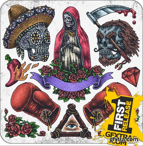 Stock Vectors - Tattoo design 2, 25xEPS Stock Vectors - Tattoo design 2, 25xEPS