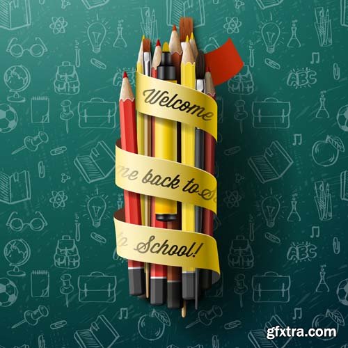 Back to school backgrounds and banners illustrations3, 25xEPS