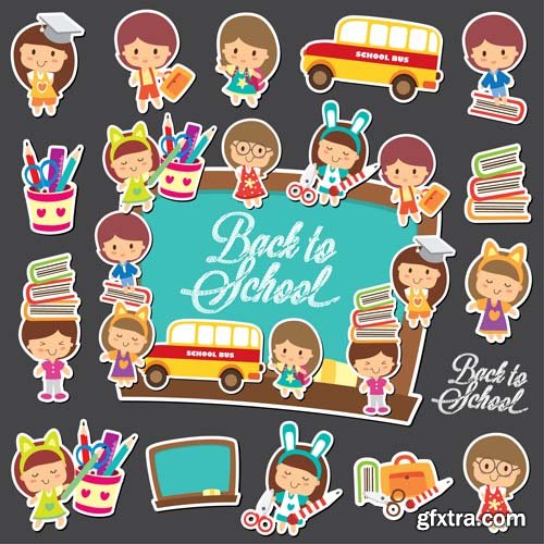 Back to school backgrounds and banners illustrations3, 25xEPS