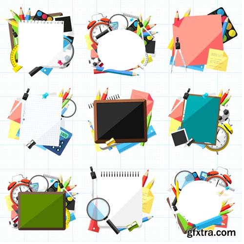 Back to school backgrounds and banners illustrations3, 25xEPS