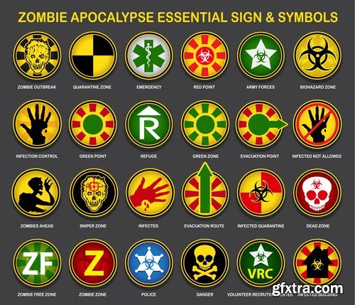 Zombie, Bigfoot & UFO Warning Signs 25xEPS