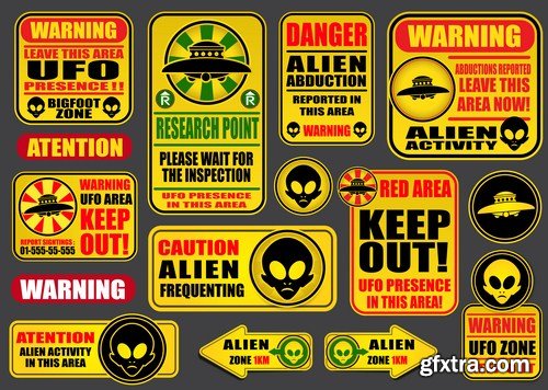 Zombie, Bigfoot & UFO Warning Signs 25xEPS