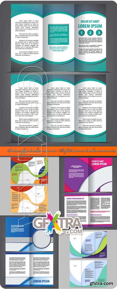 Business flyer brochure vector set - Tri fold business brochure vector set 24