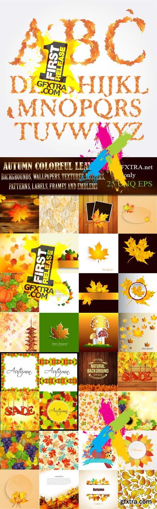 Autumn colorful leaves backgrounds, 25xEPS Autumn colorful leaves backgrounds, 25xEPS
