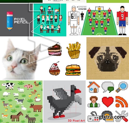 Stock Vectors - Pixel art, 25xEPS