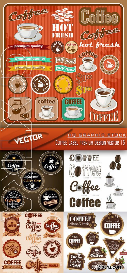 Stock Vector - Coffee Label premium design vector 15