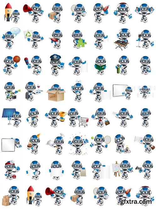 Cheerful Robot Cartoon Character Cheerful Robot Cartoon Character