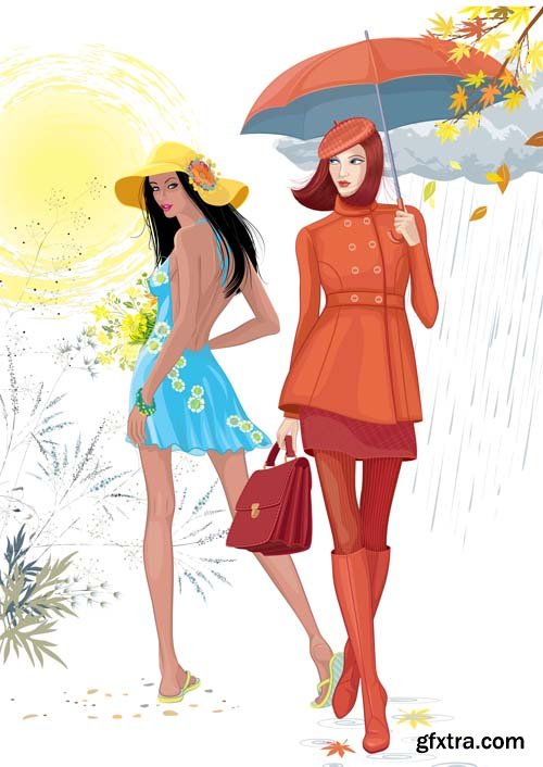 Umbrella & Autumn Colourful Vectors 25xEPS