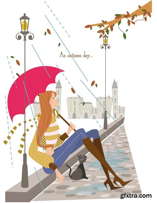 Umbrella & Autumn Colourful Vectors 25xEPS