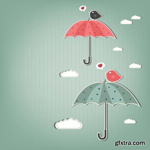 Umbrella & Autumn Colourful Vectors 25xEPS