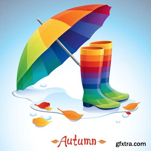 Umbrella & Autumn Colourful Vectors 25xEPS