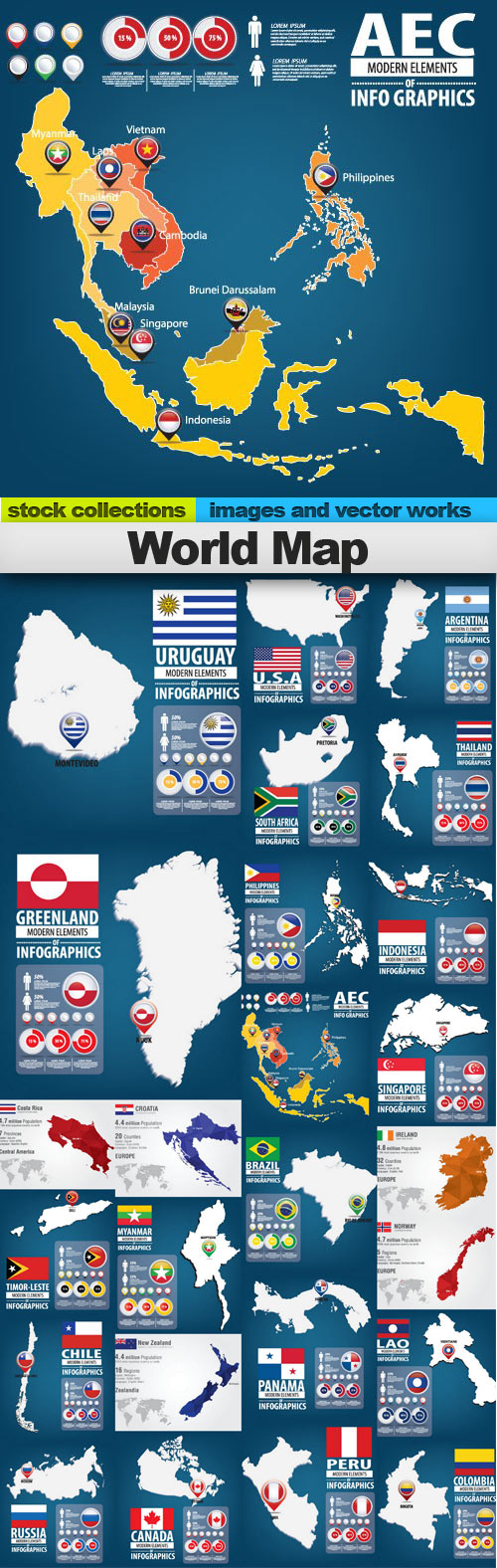 World Map,25 x EPS