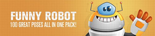 Funny Robot Cartoon Character Set