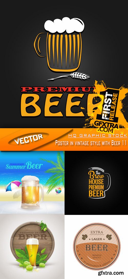 Stock Vector - Poster in vintage style with Beer 11