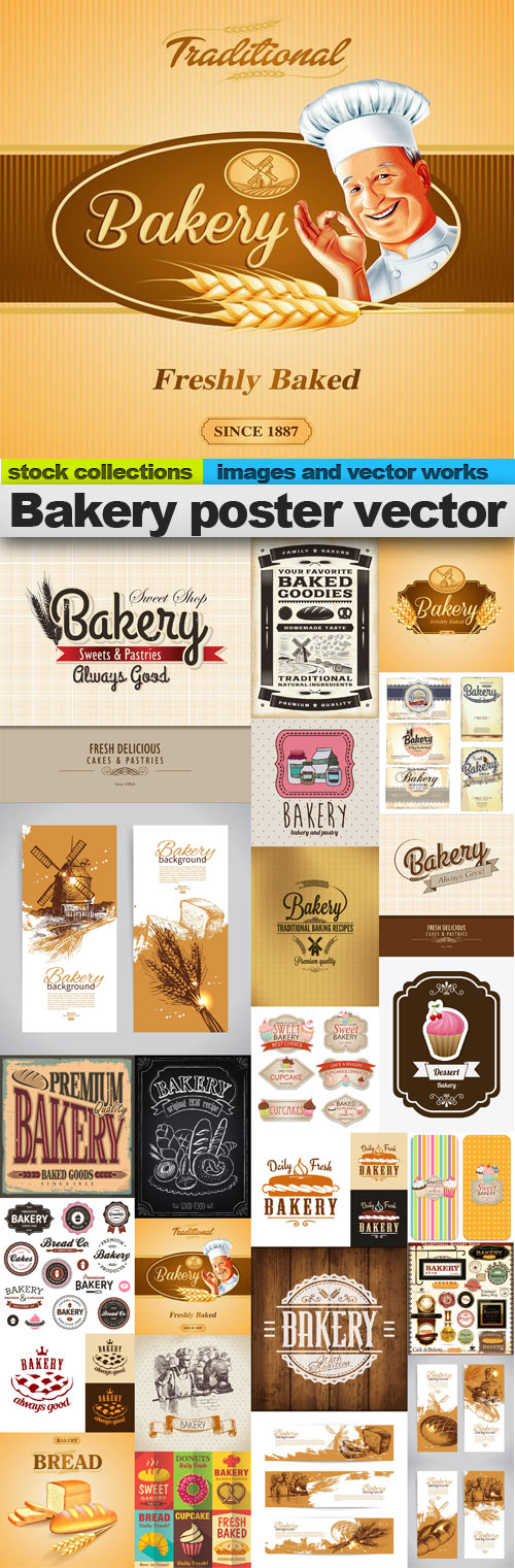 Bakery poster vector,25 x EPS Bakery poster vector,25 x EPS