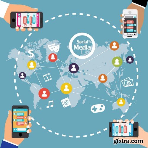 Stock Vectors - Social Network and Media 2, 25xEPS