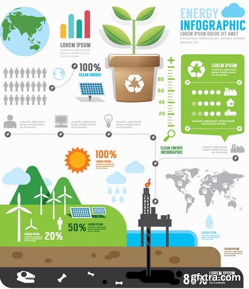 Ecology Infographic Templates #4, 25xEPS