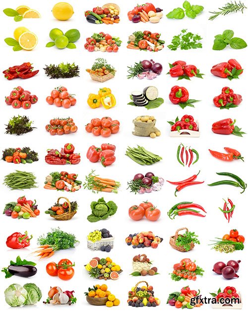Vegetables & Fruits on White Background 25xJPG