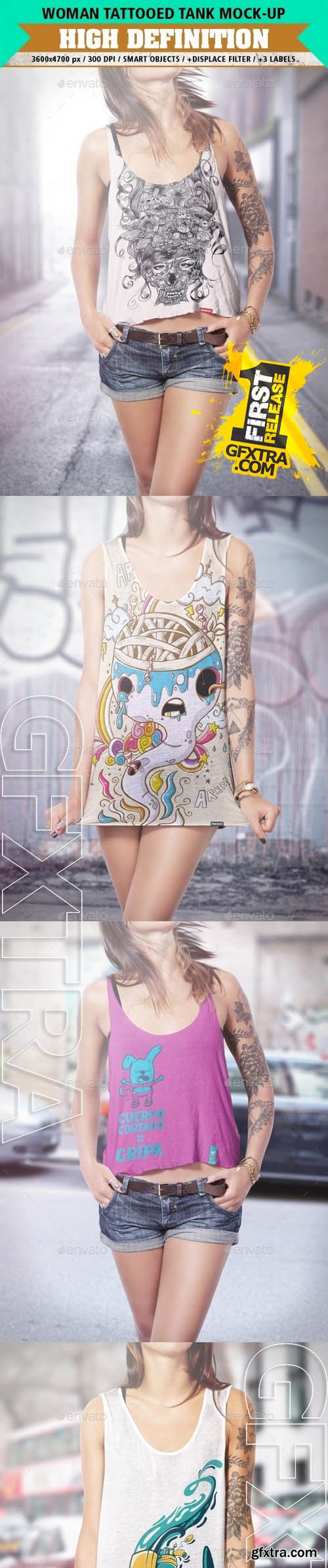 Tank Mock-Up Tattooed Woman - GraphicRiver 8975952 Tank Mock-Up Tattooed Woman - GraphicRiver 8975952