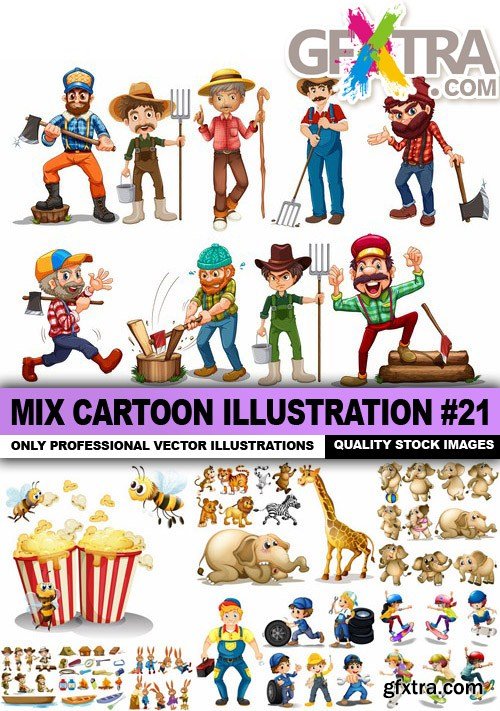 Mix Cartoon Illustration #21 - 25 Vector