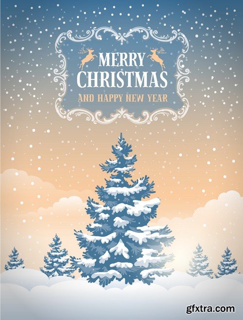 Stock Vectors - Merry Christmas Background, 25xEPS