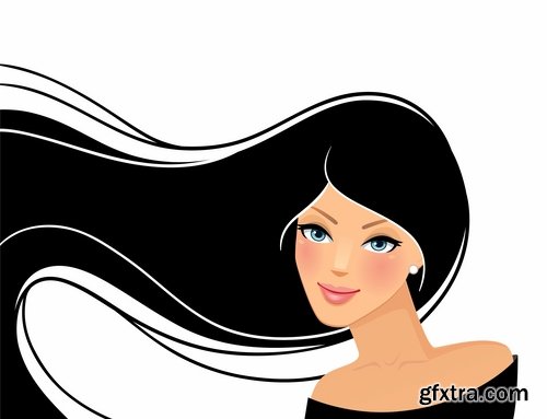 Collection posters of women's hairstyles vector images 25 Eps